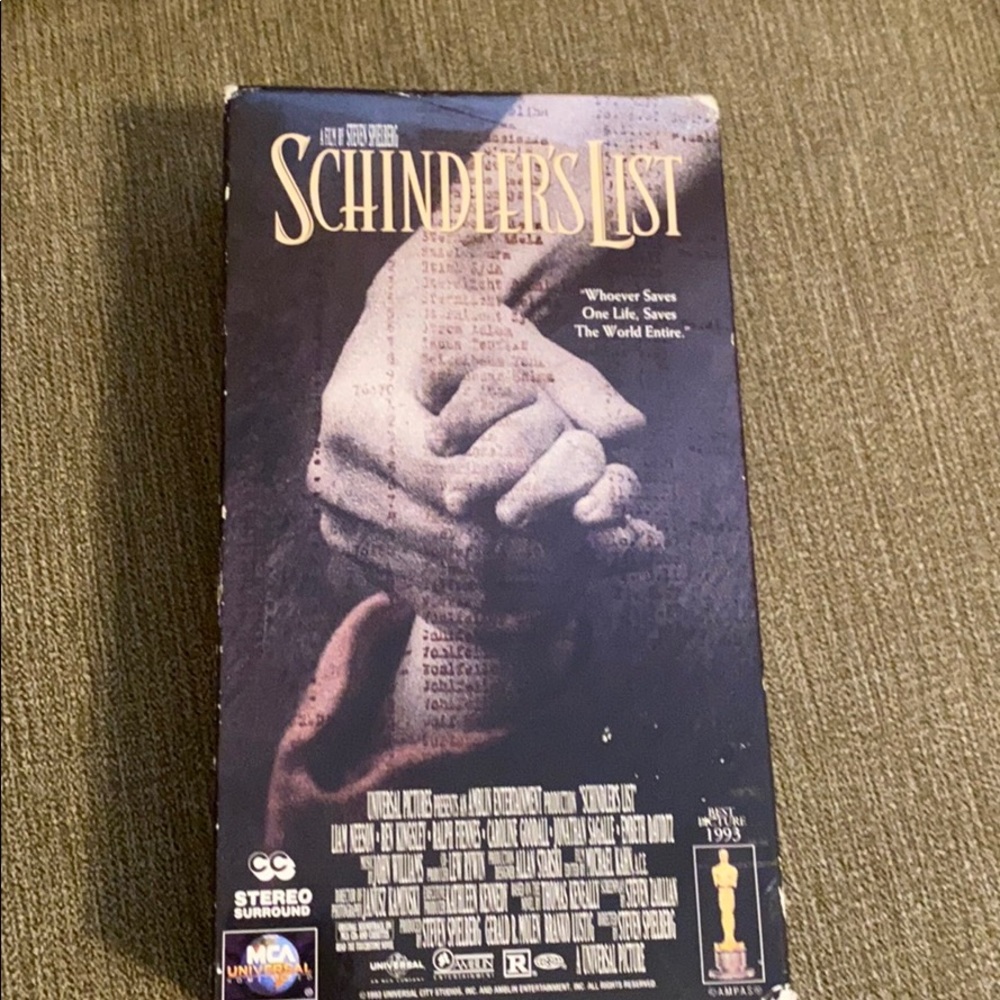 VHS 2 tape set Schindler’s List a Spielberg film